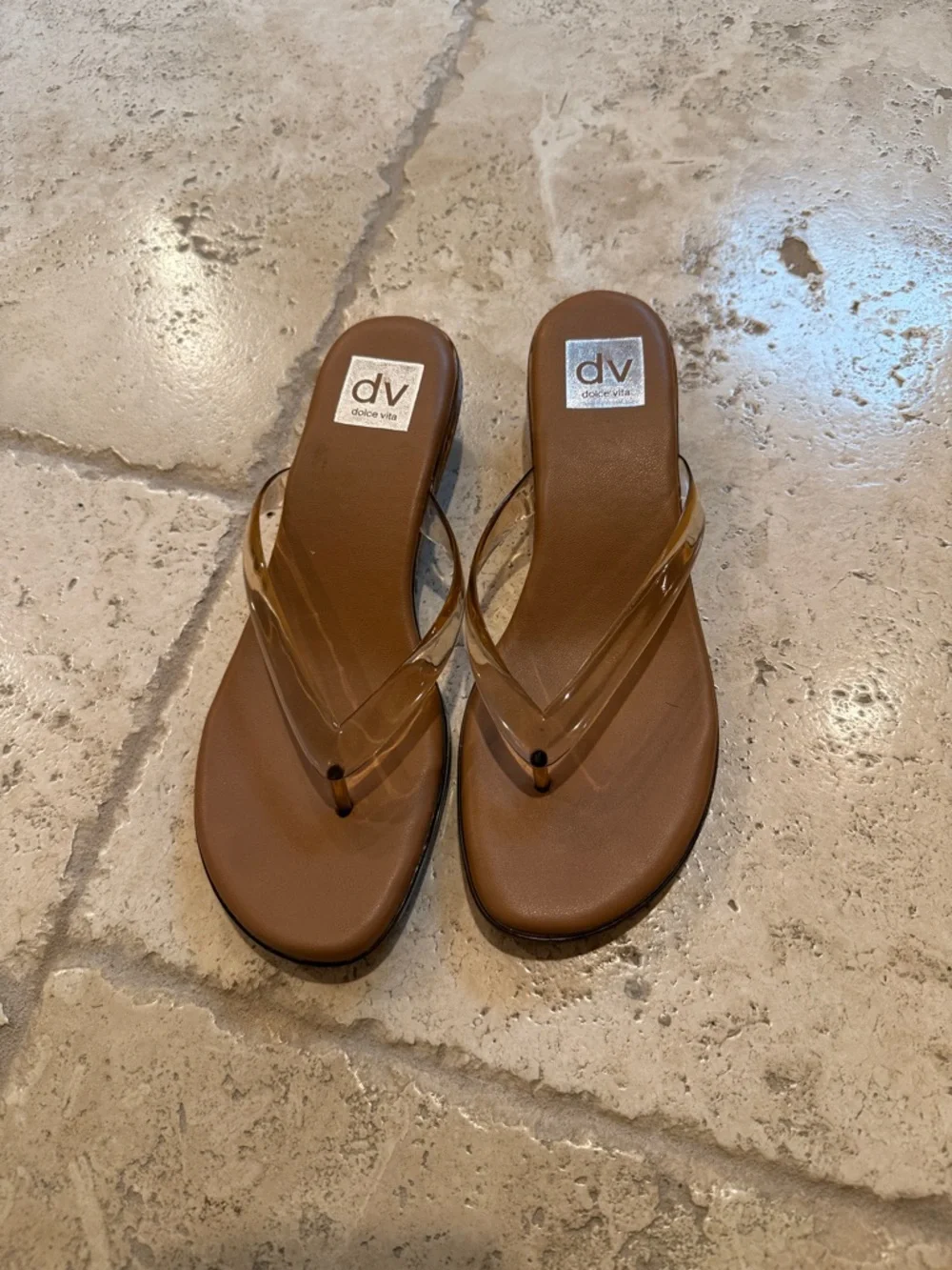 Dolce Vita Brown Sandal with Clear Vinyl Straps - Picture 1 of 4